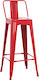 Stool Bar with Backrest Metallic Red 43x43x100cm