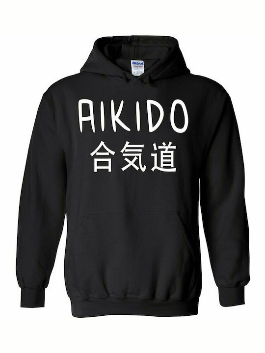 Aikido Pegasus Sweatshirt with Hood in Black Color