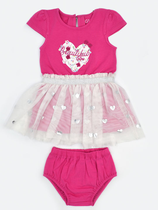 Rochie Fete Mâneca Scurtă Set Cu Chilot Fuchsia