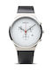 Bering Time Men's Watch 40mm Chronograph Battery with Black Leather Strap