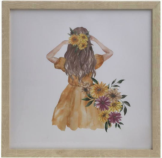 Inart Weibliche Figur Gemälde Hölzernes 30x30cm