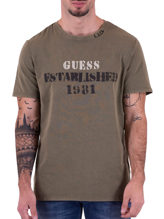Guess Herren T-Shirt Kurzarm Army Olive