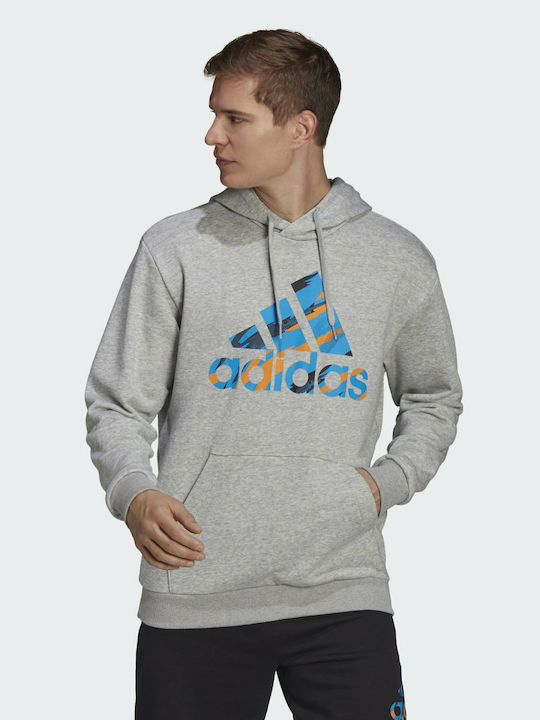 adidas Essentials Φούτερ Medium Grey Heather με Κουκούλα