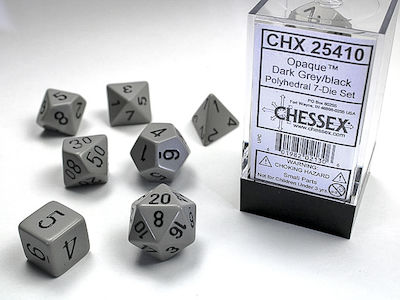 Chessex Würfel Dunkelgrau / Schwarz undurchsichtig 25610