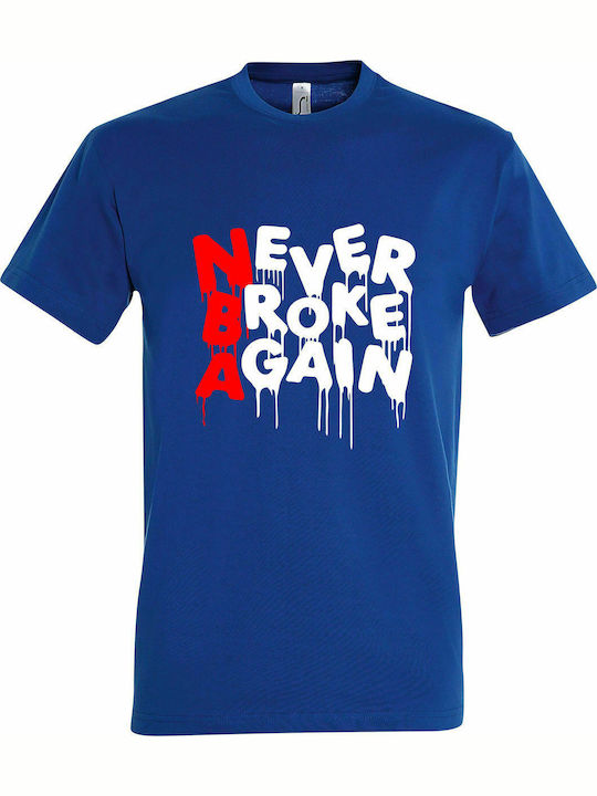 T-shirt Unisex " NBA Basketball, Never Broke Again " Royal Blue