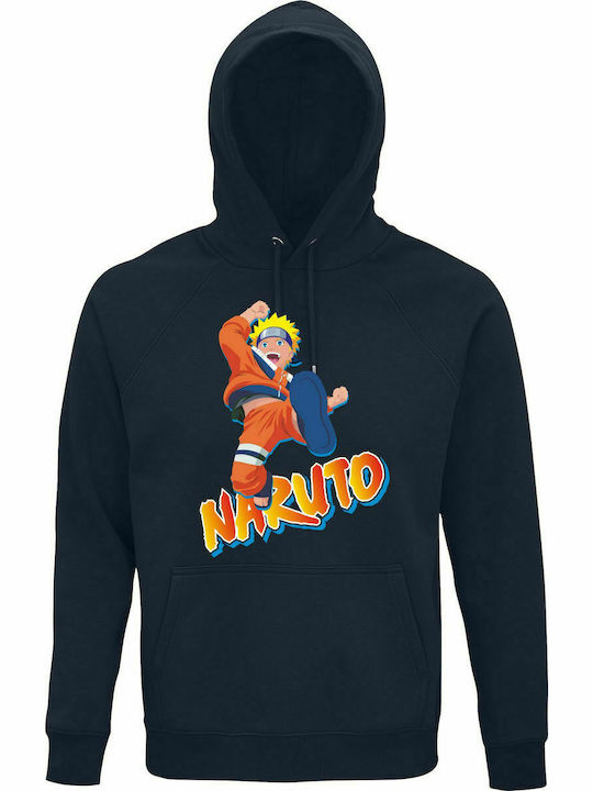 Hoodie Unisex, Organic " Naruto is The Best, Anime ", French Navy