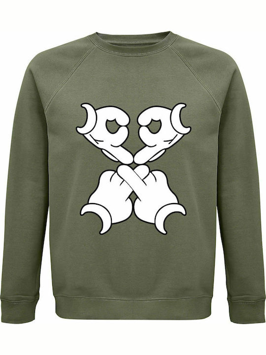 Sweatshirt Unisex, Bio " Hip Hop , Mickey Hands ", Khaki