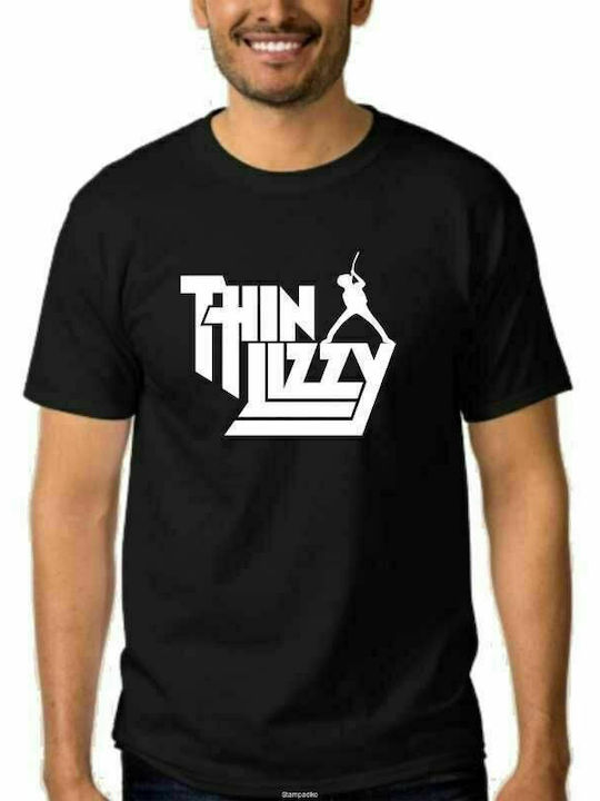 Thin Lizzy Bluse kurzarm schwarz.