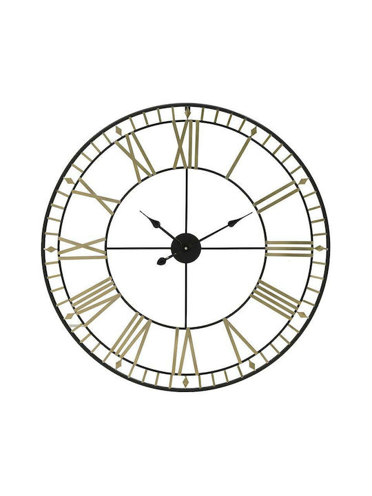 Inart Ρολόι Τοίχου Μεταλλικό Χρυσό / Μαύρο 88cm