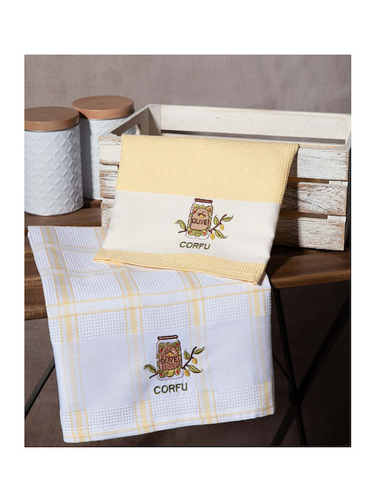 Silk Fashion Βάζο Corfu Tea Towel in Yellow Color 50x70cm 2pcs