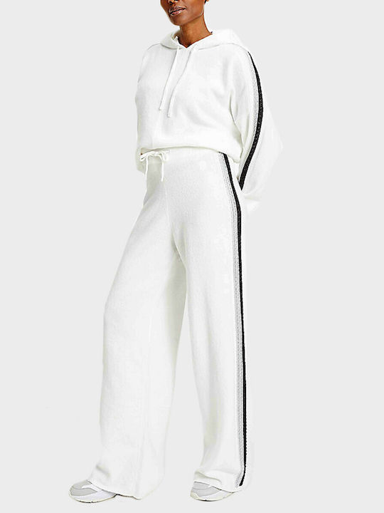 High Waist Sweatpants Wide White