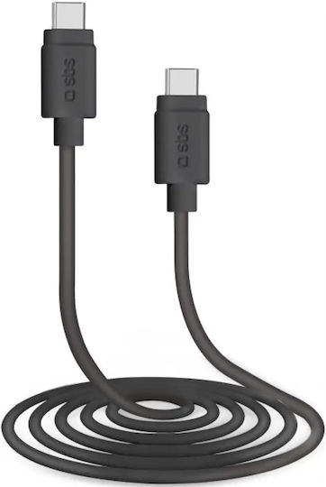 SBS USB 2.0 Cable USB-C male - USB-C 60W PD Μαύρο 1.5m TECABLETCC31K