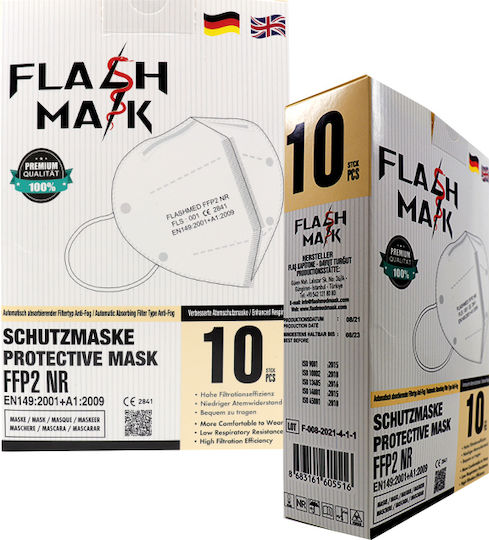 Flash Mask Μάσκα Προστασίας FFP2 σε Λευκό χρώμα 10τμχ