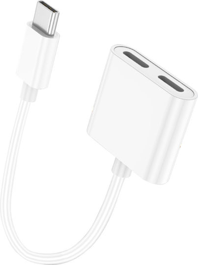 Leewello Μετατροπέας USB-C male σε USB-C 2x female Λευκό 1τμχ