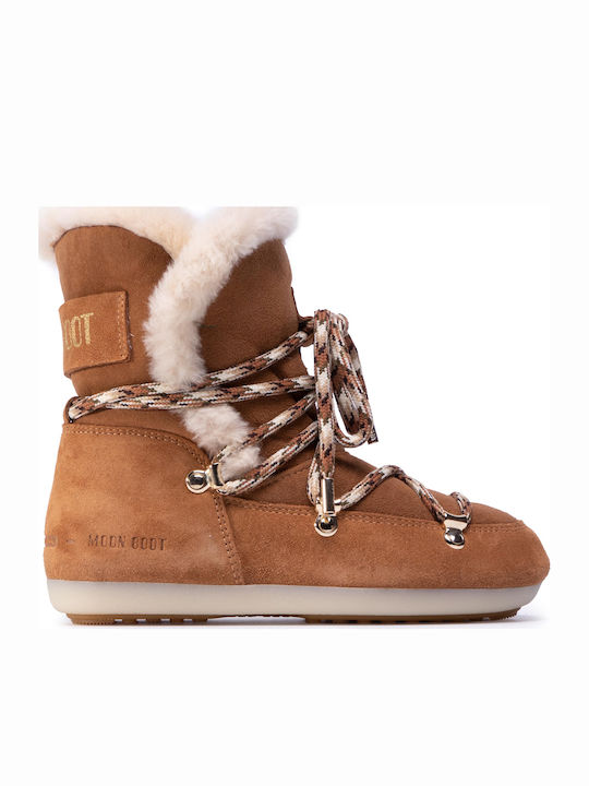 Snow Boots with Laces & Fur Side High Shearling Whisky/Off White