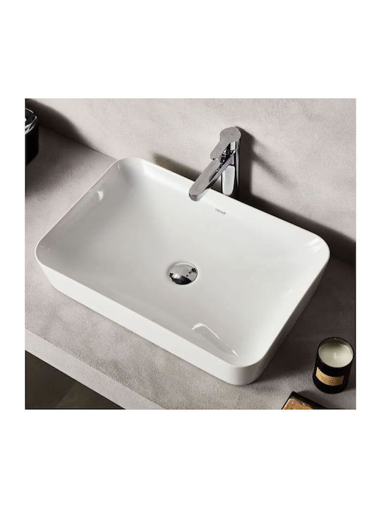 Creavit Ultra Aufgesetztes Waschbecken Porzellan 80x40x11cm Weiß