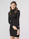 4F Mini Dress Turtleneck Black