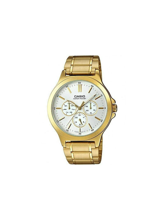 Casio Watch Chronograph Battery with Gold Metal Bracelet