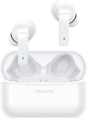 Usams BHULY06 In-ear Bluetooth Handsfree Ακουστικά με Θήκη Φόρτισης Λευκά