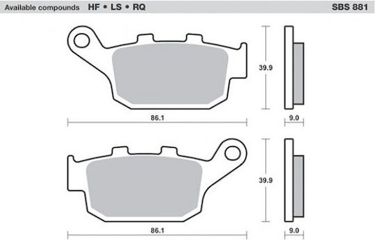 SBS Τακάκια Μοτοσυκλέτας Πίσω Honda CBR 650 14'-16' / Kawasaki KLE 650 15'-16' / Suzuki SFV 650 09'-12' για Kawasaki KLE 650