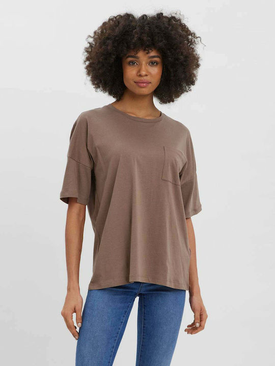 Vero Moda Damen Oversized T-Shirt Braun