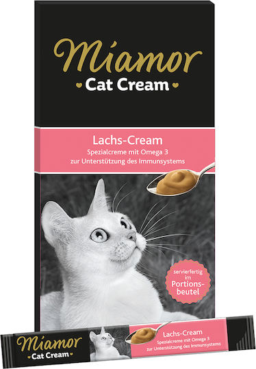 Miamor Cat Cream Wet Food for Adult Cats in Pouches with Salmon 6x15gr