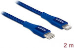 DeLock Geflochten USB-C zu Lightning Kabel Blau 2m (85417)