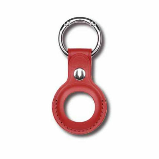 Key Ring Θήκη Μπρελόκ Δερματίνης για AirTag σε Κόκκινο χρώμα