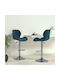 Stool Bar with Back & Adjustable Height Blue 2pcs 39x51x89-111cm