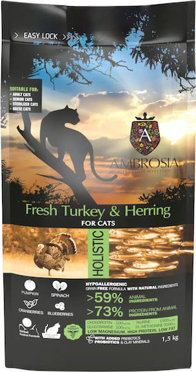 Ambrosia Fresh Turkey & Herring Sterilised Cats Trockenfutter Diät, ohne Getreide für erwachsene sterilisierte Katzen mit Türkei 5kg