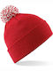 Beechfield Snowstar Pom Pom Beanie Männer Beanie mit Rippstrick Classic Red