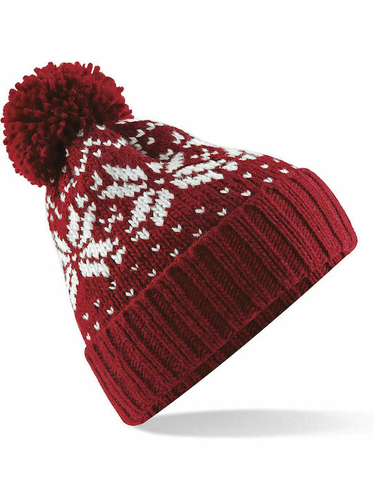 Beechfield Snowstar Ανδρικός Pom Pom Beanie Σκούφος Classic Red