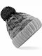 Beechfield B459 Ribbed Beanie Cap Black/Light Grey