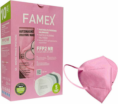 Famex Μάσκα Προστασίας FFP2 NR Υψηλής Προστασίας σε Ροζ χρώμα 10τμχ