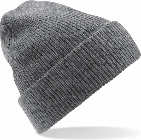 B425 Шапка Мъжки Шапка с Ребреста Плетка Graphite Grey