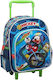 Diakakis Mickey Mouse School Bag Trolley Elementary, Elementary Blue with Water Bottle Holder