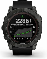 Garmin Fenix 7X Sapphire Solar Titanium 51mm Αδιάβροχο Smartwatch με Παλμογράφο (Carbon Grey DLC Titanium with Black Band)