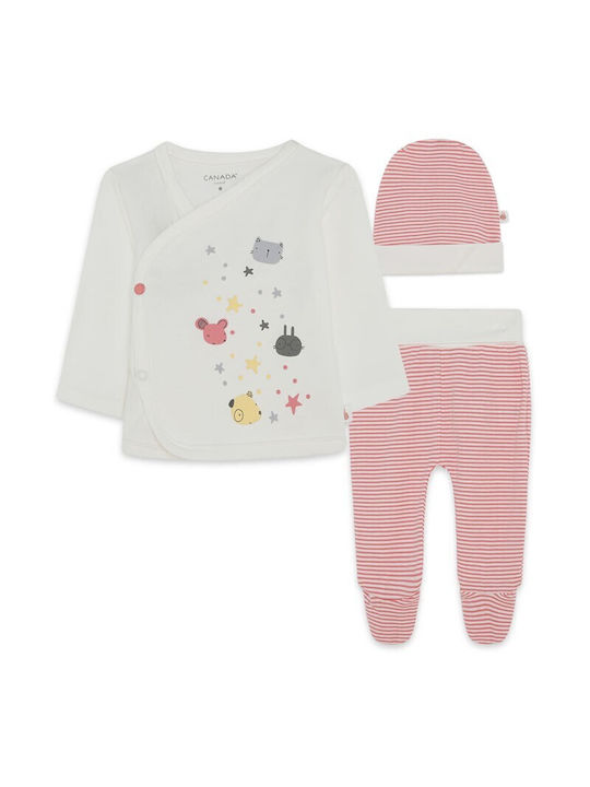 SET DE PIJAMALE PENTRU BEBELUȘI MINI BORN CANADA HOUSE CU DUNGI ROZ