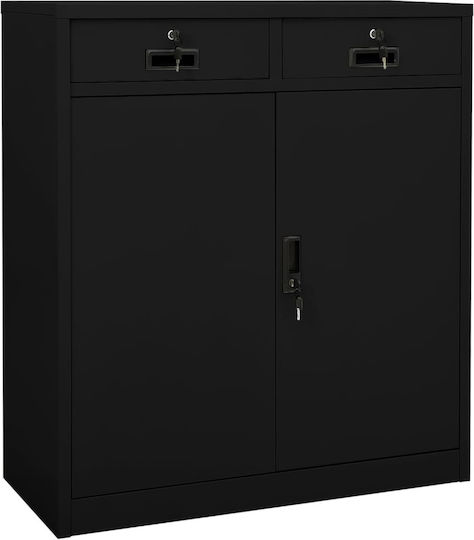 Метален Офисен Шкаф С Ключалка Черен 90x40x102см