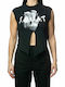 Women's Summer Crop Top Cotton Sleeveless Black