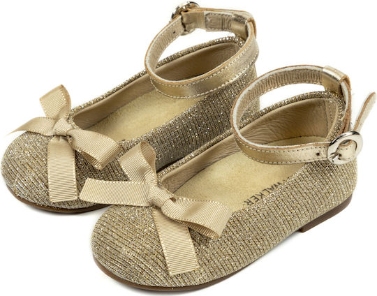 Babywalker Babywalker Christening Shoes for Girls Fabric Gold Pumps