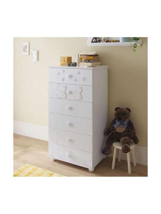 Dodo 0528 Baby Dresser with 6 Drawers White 69x48x126cm