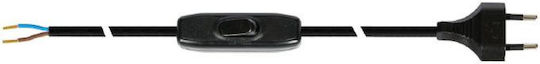 Evivak Netzkabel mit Durchmesser 2x0.75mm² in Schwarz Farbe 1.5m 1Stück