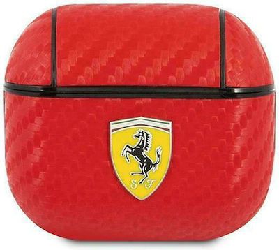 Ferrari Carbon Plastic Case Red for Apple AirPods 3