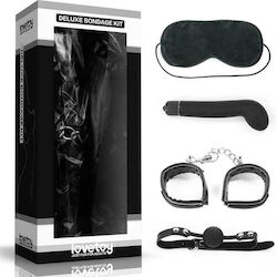 Lovetoy Deluxe Bondage Kit Kit BDSM Bandaj pentru ochi, Gag Ball, Vibrator G-spot și cătușe în Culoare Negru 4buc