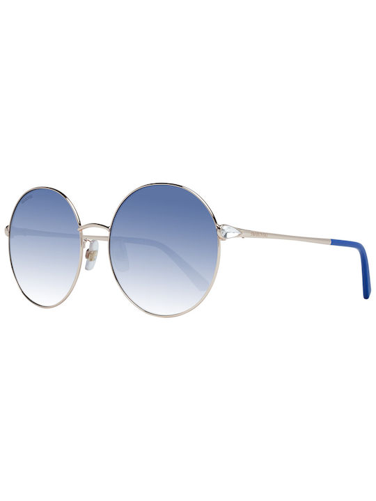 Swarovski Women's Sunglasses with Gold Metal Frame and Blue Lens SK0268 28X