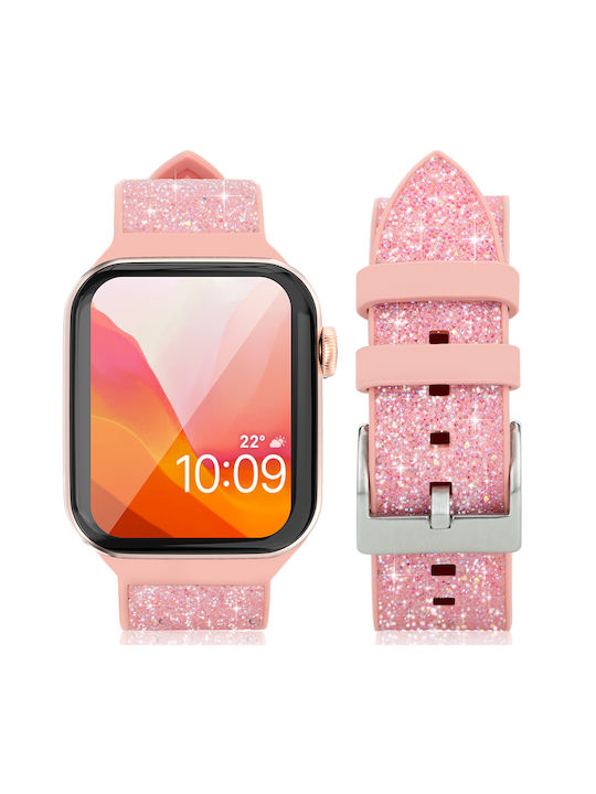 Kingxbar Crystal Fabric Λουράκι Σιλικόνης Crystal Pink (Apple Watch 38/40/41mm)
