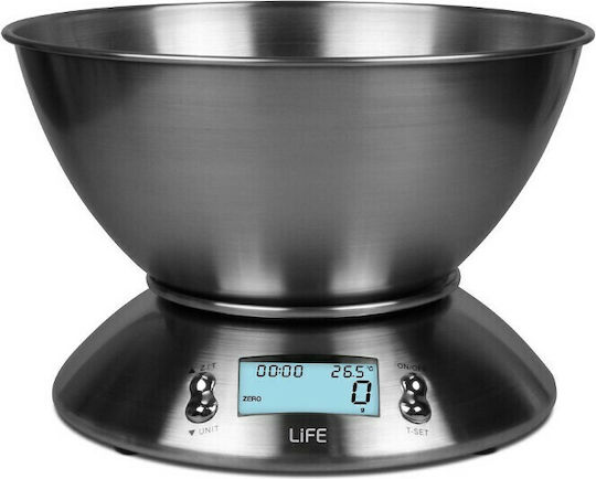 Life Mise En Place Digital Kitchen Scale with Bucket Up To 5kg Inox