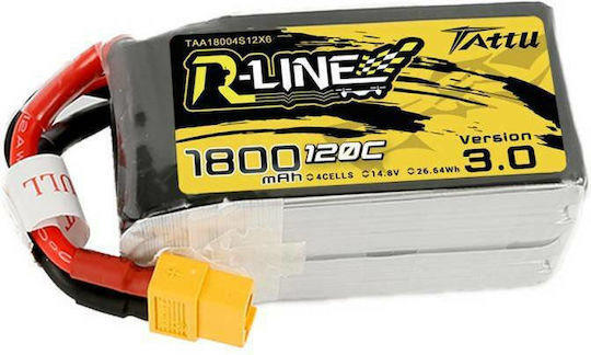 Tattu R-Line V3 Baterie Li-Po 14.8V 1800mAh 120C 4S XT60 pentru Dronă 2 Bucăți