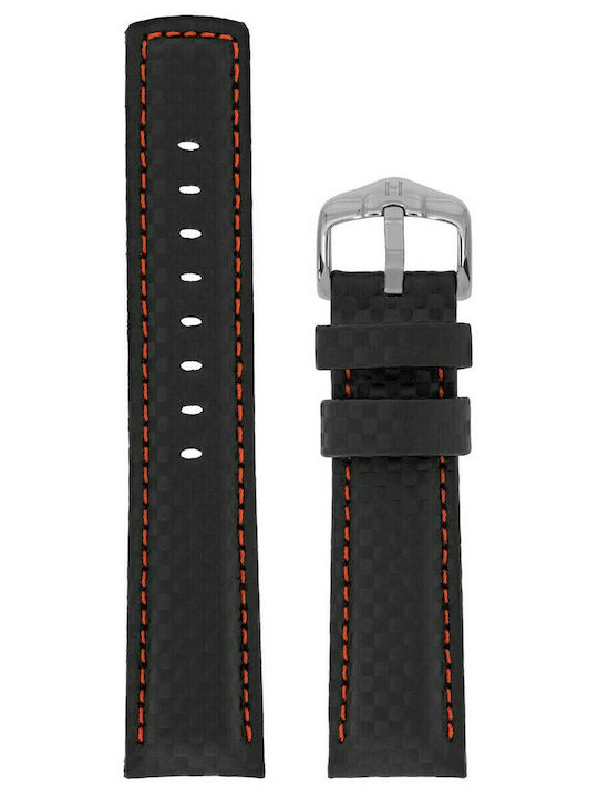 Hirsch Carbon Δερμάτινο Λουράκι Μαύρο 20mm